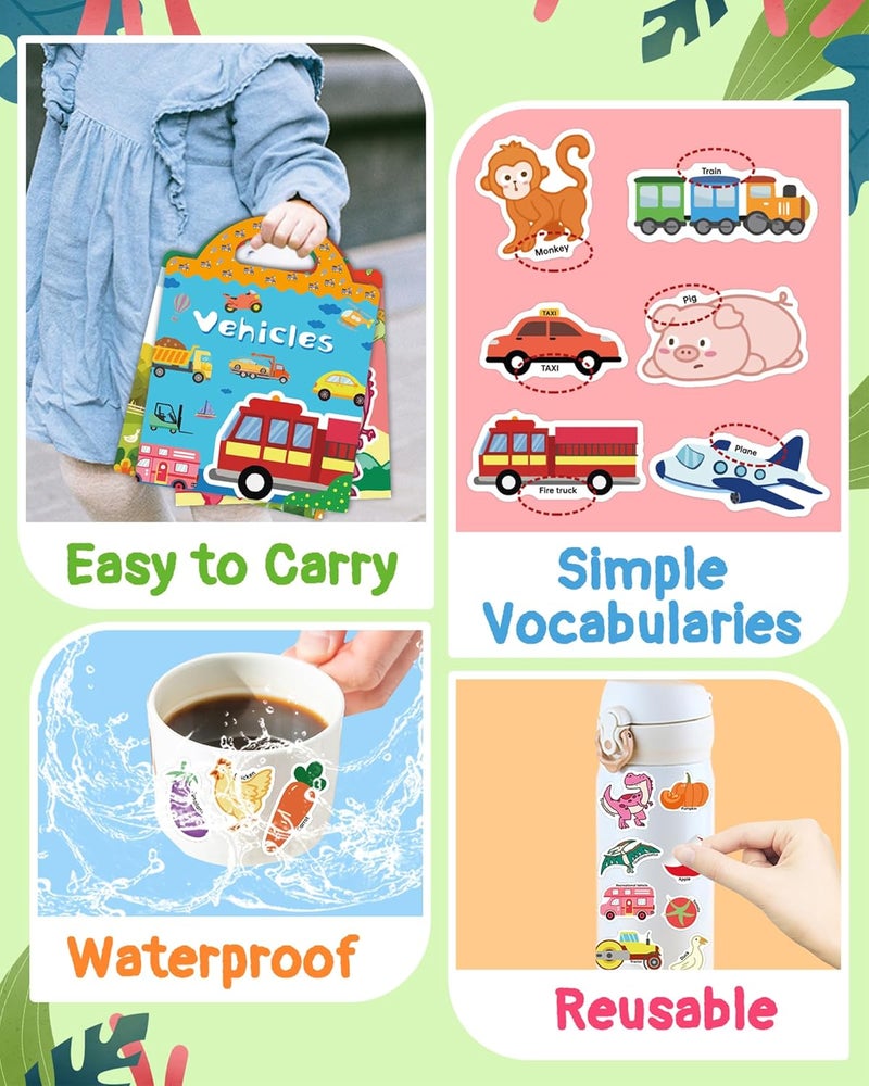 Benresive Reusable Sticker Books for Toddlers, 3 Sets Travel Stickers for Kids, Toddler Sticker Book, Crafts Activities for Toddlers, 3 and Up Birthday Gifts Travel Toys - Image 5